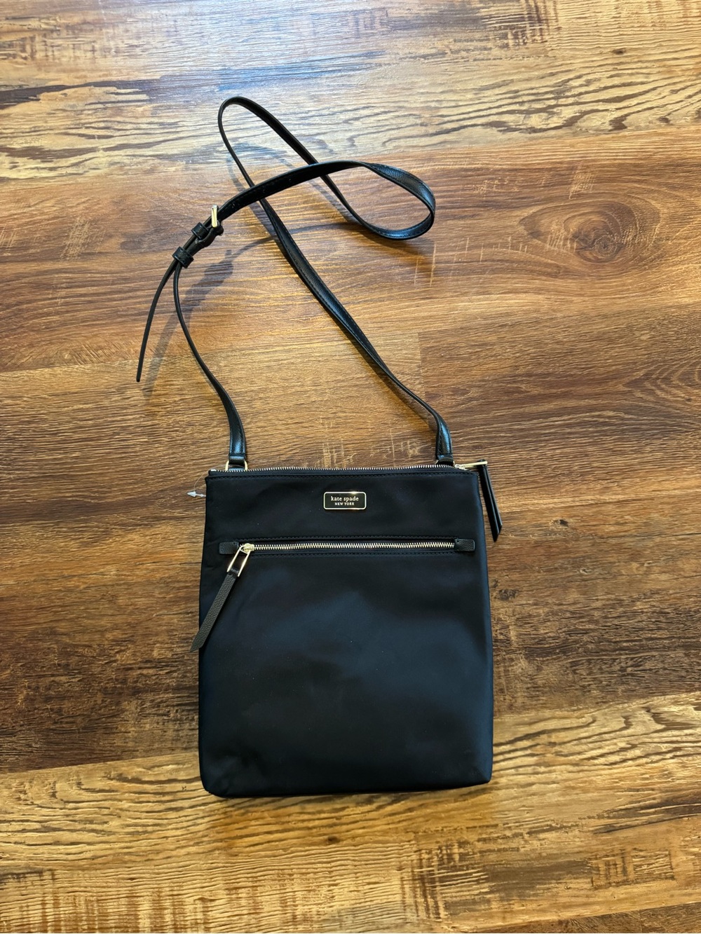 kate spade Black Nylon Crossbody Pouch with Gold Hardware